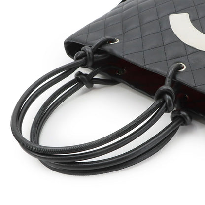 Chanel Cambon Line Tote Calfskin Black White Silver — view 6