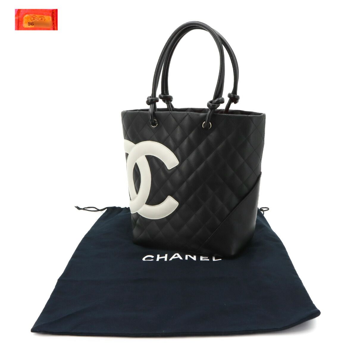 Chanel Cambon Line Tote Calfskin Black White Silver — view 2