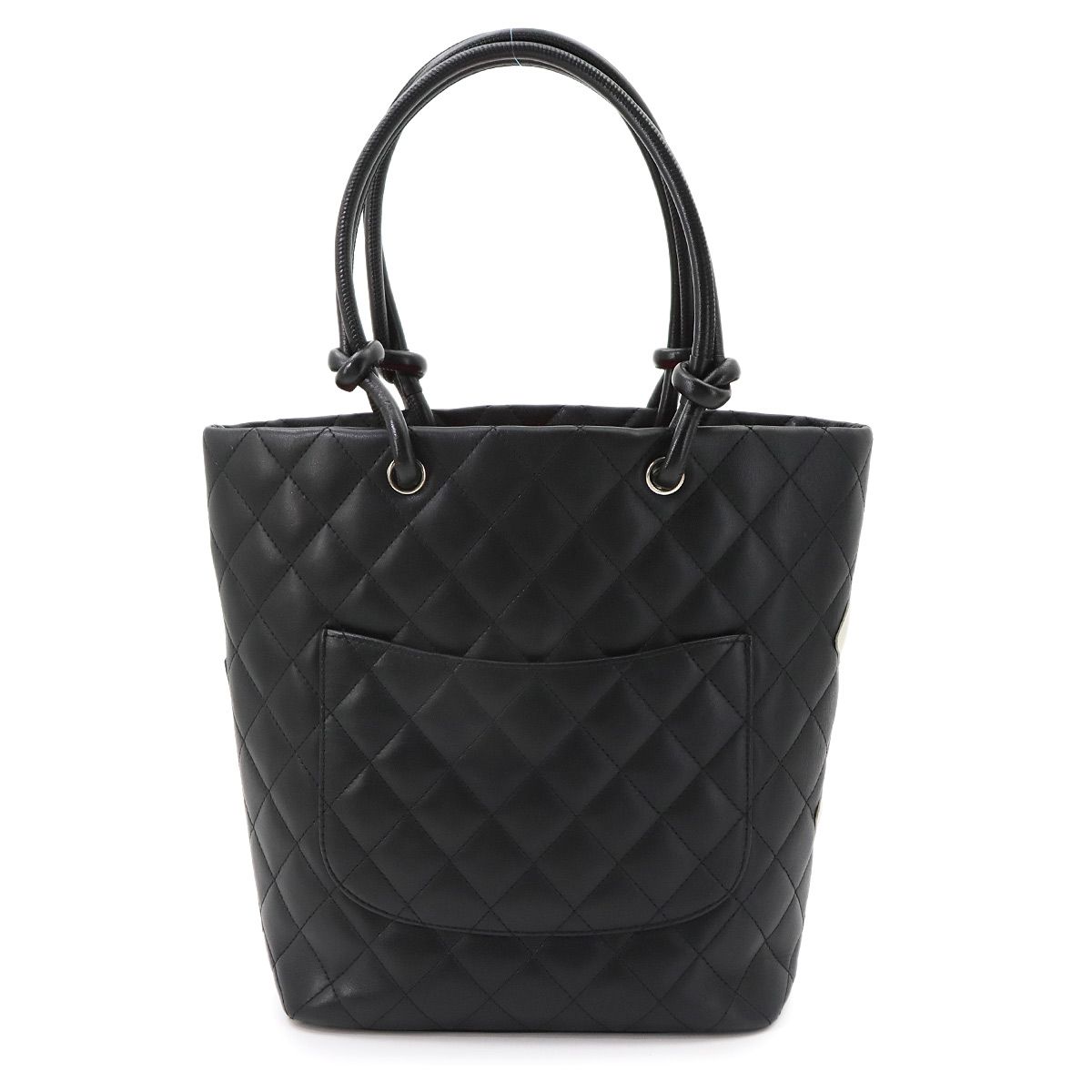 Chanel Cambon Line Tote Calfskin Black White Silver — view 3