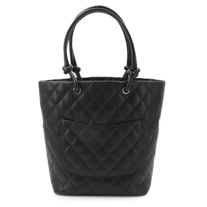 Chanel Cambon Line Tote Calfskin Black White Silver — view 3