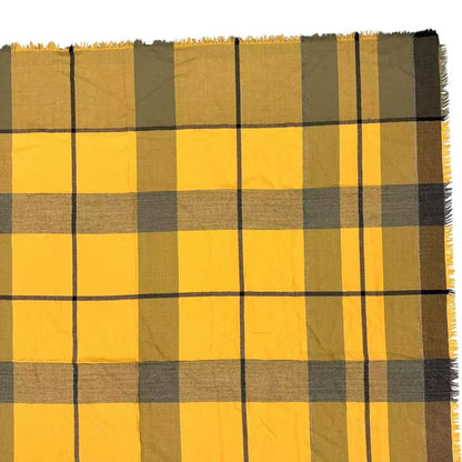 Dior Large Shawl Scarf Embroidery Logo Plaid Yellow — view 4