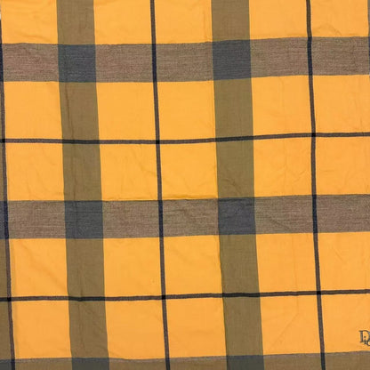 Dior Large Shawl Scarf Embroidery Logo Plaid Yellow — view 6