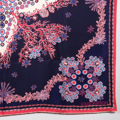 Louis Vuitton Monogram Coral Shawl Silk Navy Pink Scarf — view 5