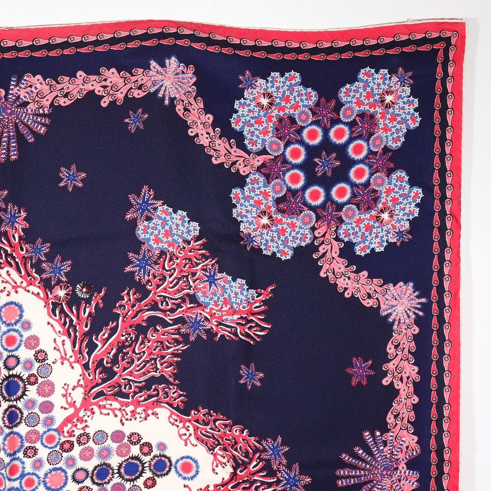 Louis Vuitton Monogram Coral Shawl Silk Navy Pink Scarf — view 3