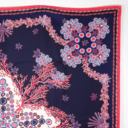 Louis Vuitton Monogram Coral Shawl Silk Navy Pink Scarf — view 3