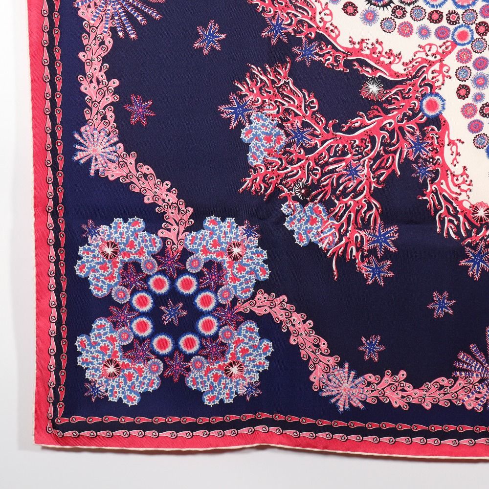 Louis Vuitton Monogram Coral Shawl Silk Navy Pink Scarf — view 4