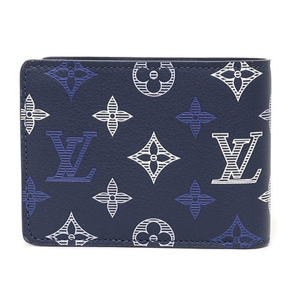 Louis Vuitton Portefeuille Multiple Bifold Wallet Monogram Shadow Navy Blue — view 3