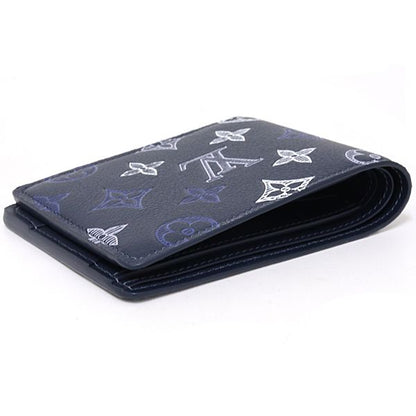 Louis Vuitton Portefeuille Multiple Bifold Wallet Monogram Shadow Navy Blue — view 4