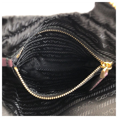 Prada Tessuto Wine Red Bordeaux Nylon Leather Pouch Makeup — view 7