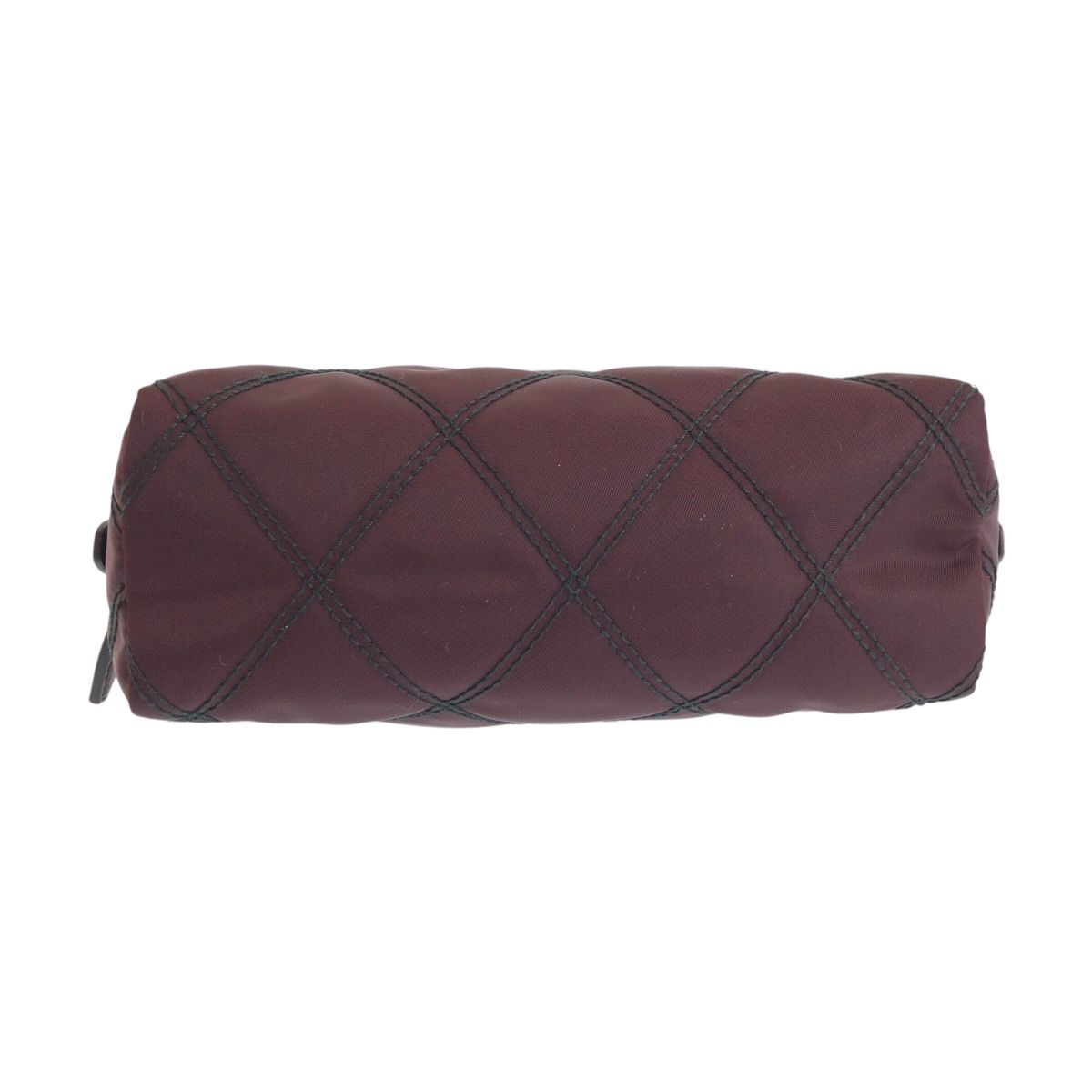 Prada Tessuto Wine Red Bordeaux Nylon Leather Pouch Makeup — view 9