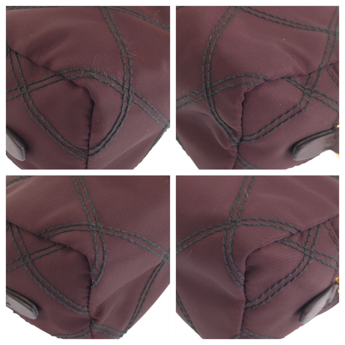 Prada Tessuto Wine Red Bordeaux Nylon Leather Pouch Makeup — view 3