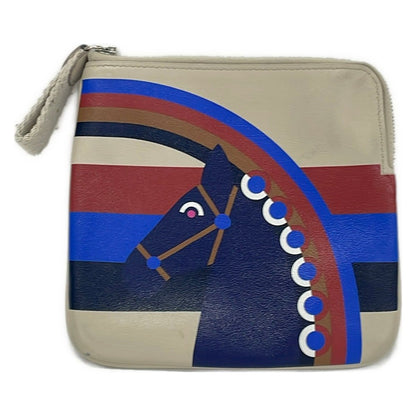Hermes Pouch Beton Blue Ankle Horse Silver