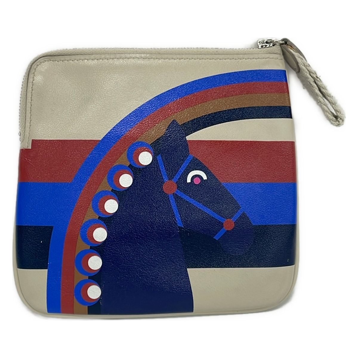 Hermes Pouch Beton Blue Ankle Horse Silver — view 2