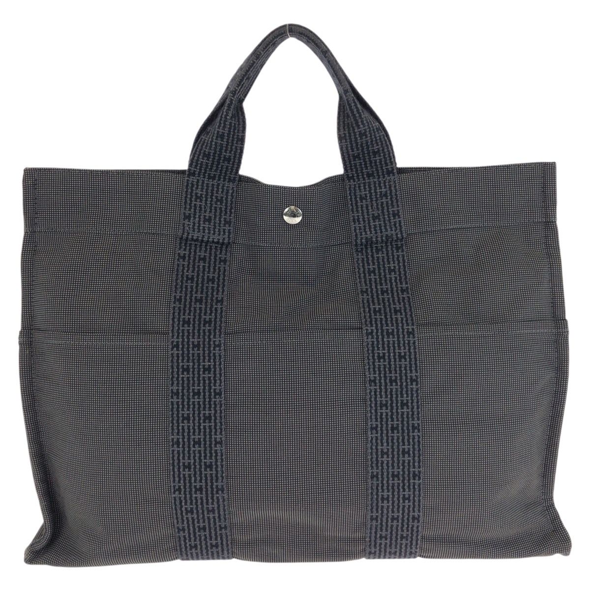 Hermes Her Line MM Gray Silver Polyamide Polyester Tote — view 2