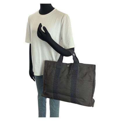 Hermes Her Line MM Gray Silver Polyamide Polyester Tote — view 7
