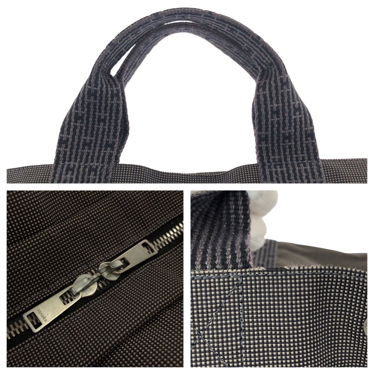 Hermes Her Line MM Gray Silver Polyamide Polyester Tote — view 6