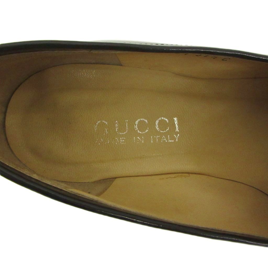 Gucci Loafers Leather Shoes Cowhide Square Toe Logo Plate Silver — view 7