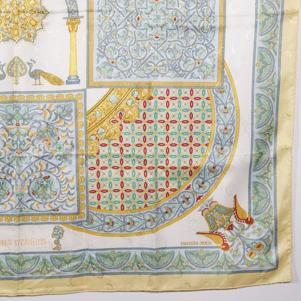 Hermes Carre 90 Ciels Byzantins Byzantine Sky Silk Yellow Scarf — view 5