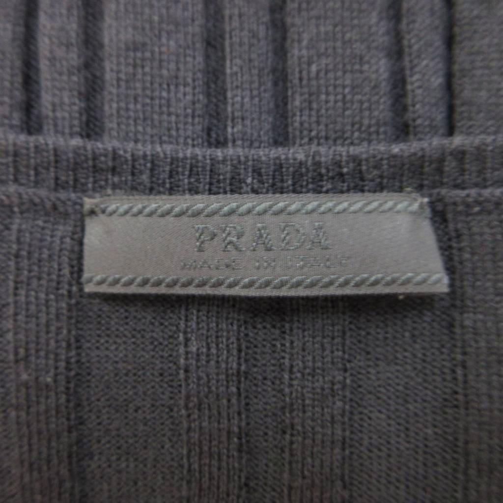 Prada Knit Sweater Wool 38 Black V-neck Long Sleeve Ribbed PP — view 5