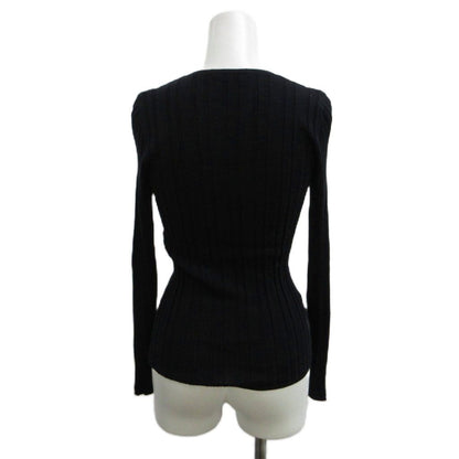 Prada Knit Sweater Wool 38 Black V-neck Long Sleeve Ribbed PP — view 2