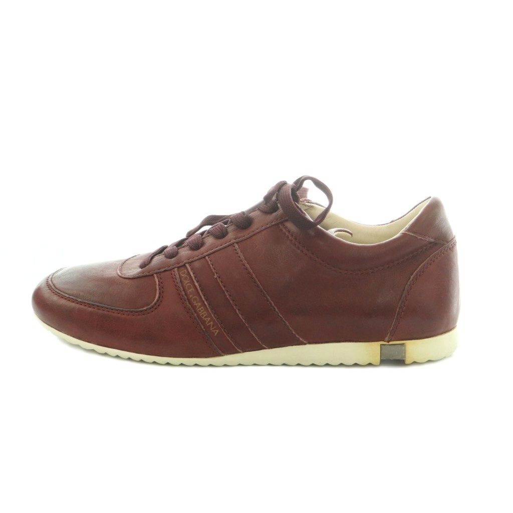 Dolce & Gabbana Sneakers Low Cut Leather 6..5 cm Bordeaux