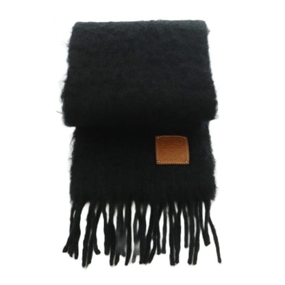 Loewe Anagram Patch Scarf Fringe Brushed Black — view 2