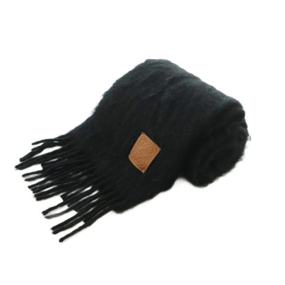 Loewe Anagram Patch Scarf Fringe Brushed Black — view 4