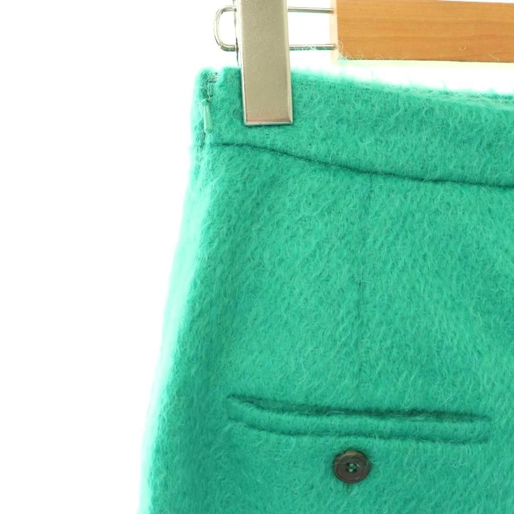 Max Mara Skirt Knee Length Mohair Tight 36 Green CX — view 4