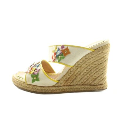 Louis Vuitton Sandals Wedge Sole Logo Leather 34 Yellow — view 2