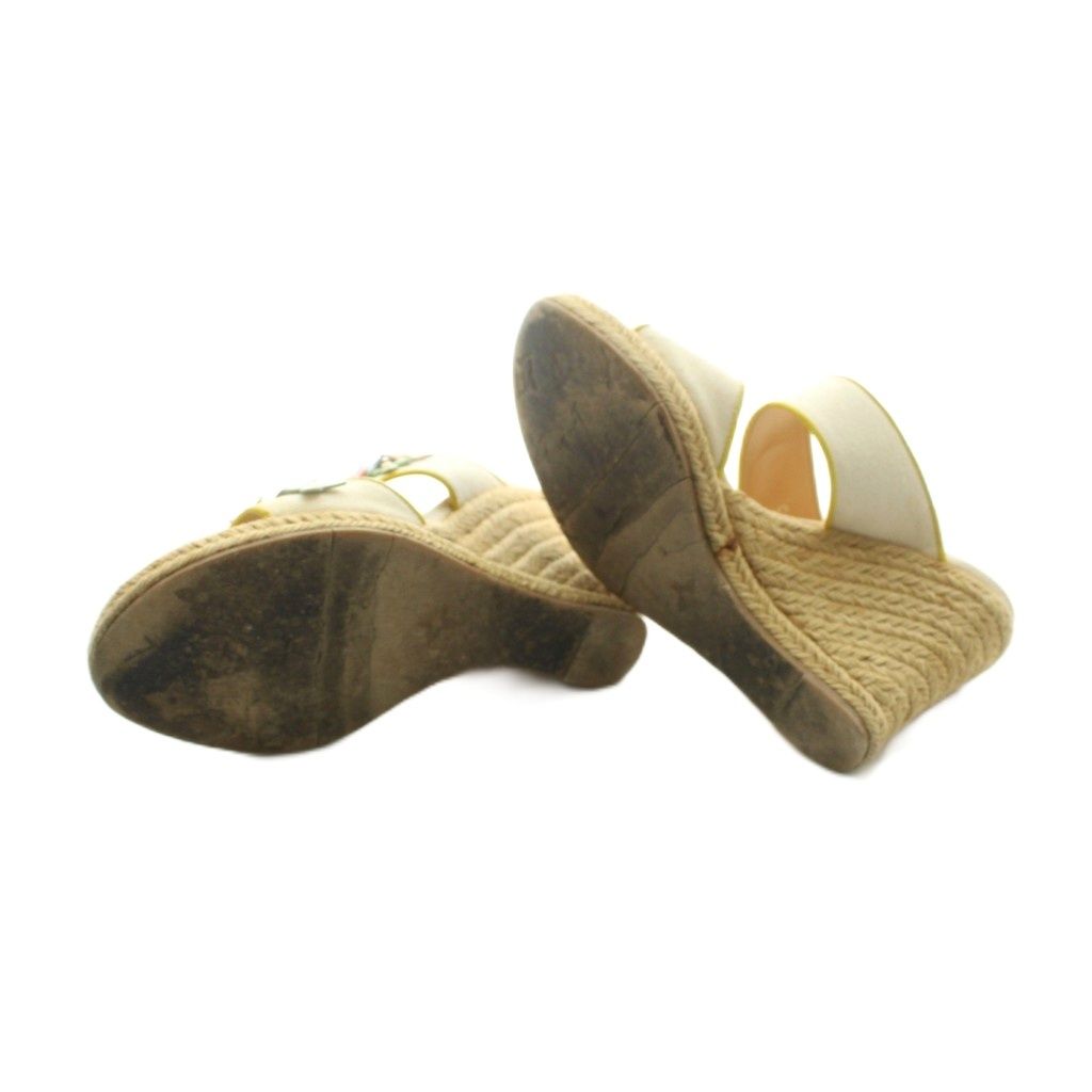 Louis Vuitton Sandals Wedge Sole Logo Leather 34 Yellow — view 6