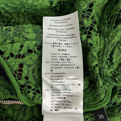 Gucci Dress 36 S Green Dark Navy Red 3/4 Sleeve Long Lace — view 4