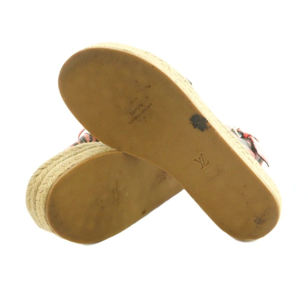 Louis Vuitton Sample Jungle Dot Sandals Strap Espadrille Pink Brown — view 6