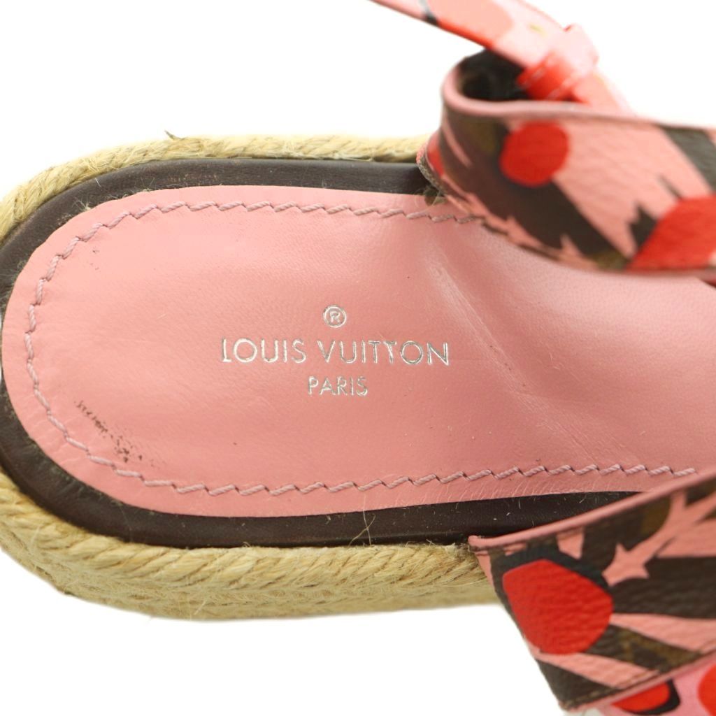 Louis Vuitton Sample Jungle Dot Sandals Strap Espadrille Pink Brown — view 7