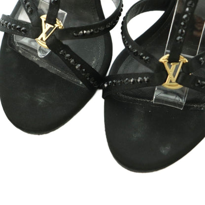 Louis Vuitton Sandals Rhinestone Decoration Pin Heels 36 Black — view 3