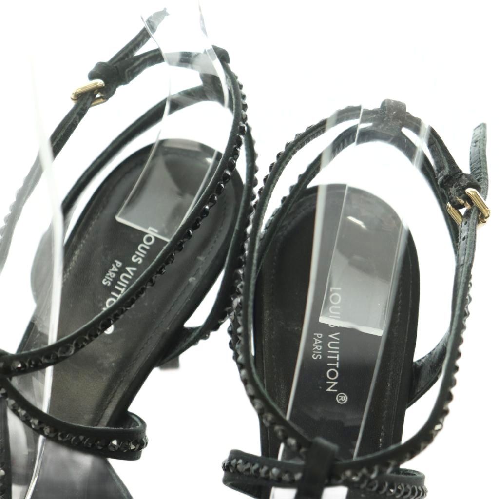 Louis Vuitton Sandals Rhinestone Decoration Pin Heels 36 Black — view 4