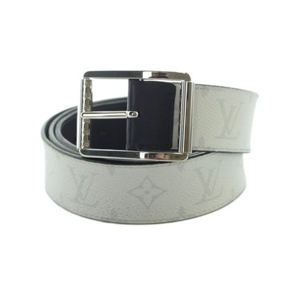 Louis Vuitton Belt Ceinture Monogram Silver Logo Leather White — view 2