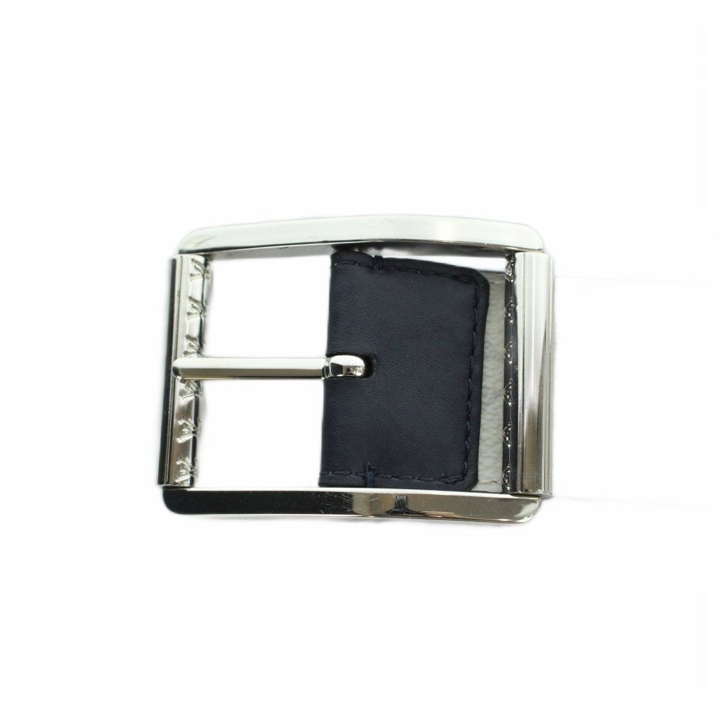 Louis Vuitton Belt Ceinture Monogram Silver Logo Leather White — view 4