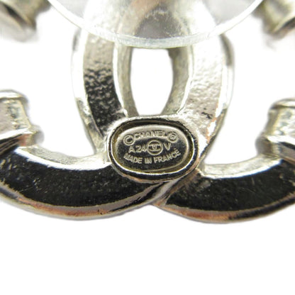 Chanel Earrings CC Logo Rhinestone Silver — view 3