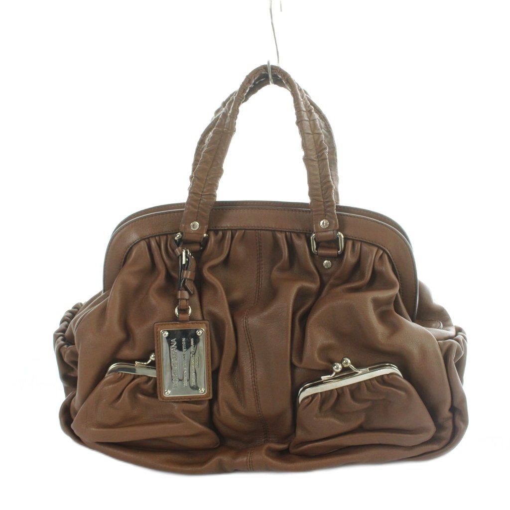 Dolce & Gabbana Miss Curly Handbag Tote Leather Logo Brown