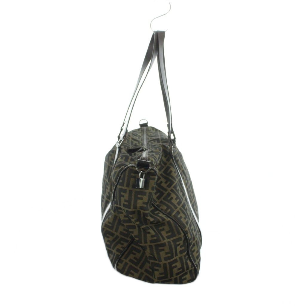 Fendi Boston Bag Canvas Leather Zucca Pattern Logo Brown — view 4