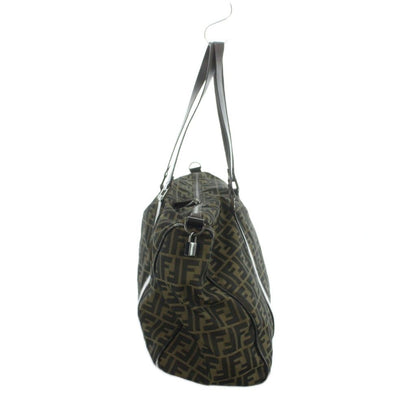 Fendi Boston Bag Canvas Leather Zucca Pattern Logo Brown — view 4