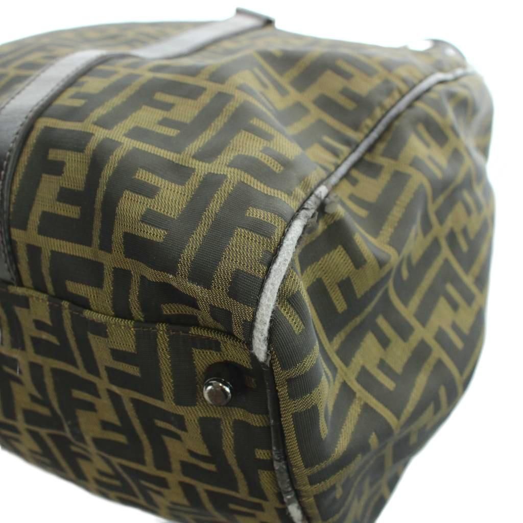 Fendi Boston Bag Canvas Leather Zucca Pattern Logo Brown — view 7