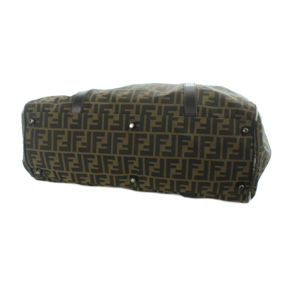 Fendi Boston Bag Canvas Leather Zucca Pattern Logo Brown — view 5