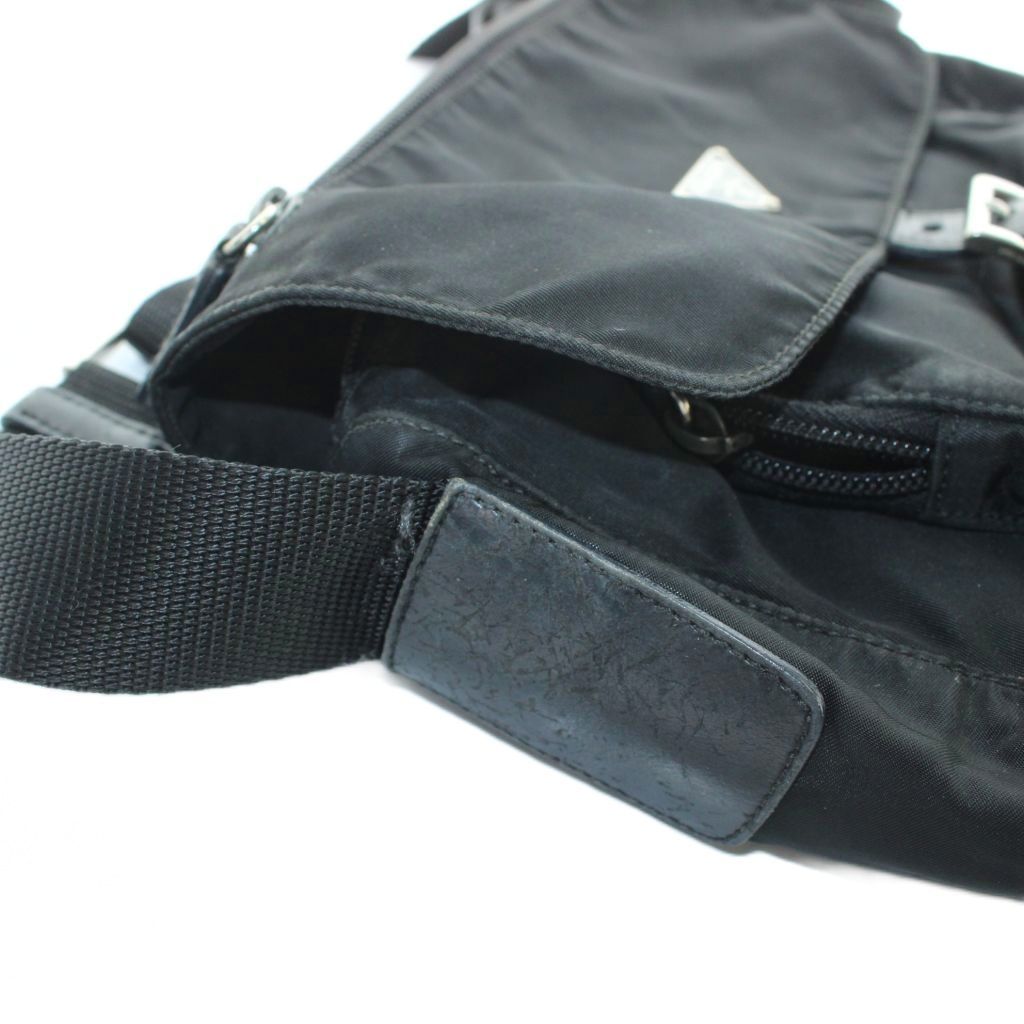 Prada Shoulder Bag Crossbody Logo Nylon Triangle Plate Black — view 7