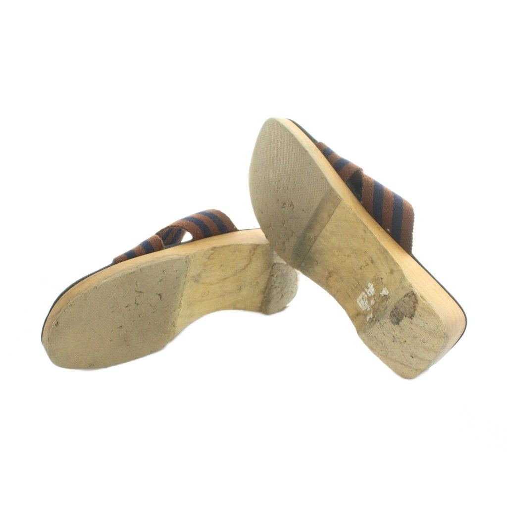 Hermes Fourre Tout Wood Sandals Square Toe 35 Navy — view 6