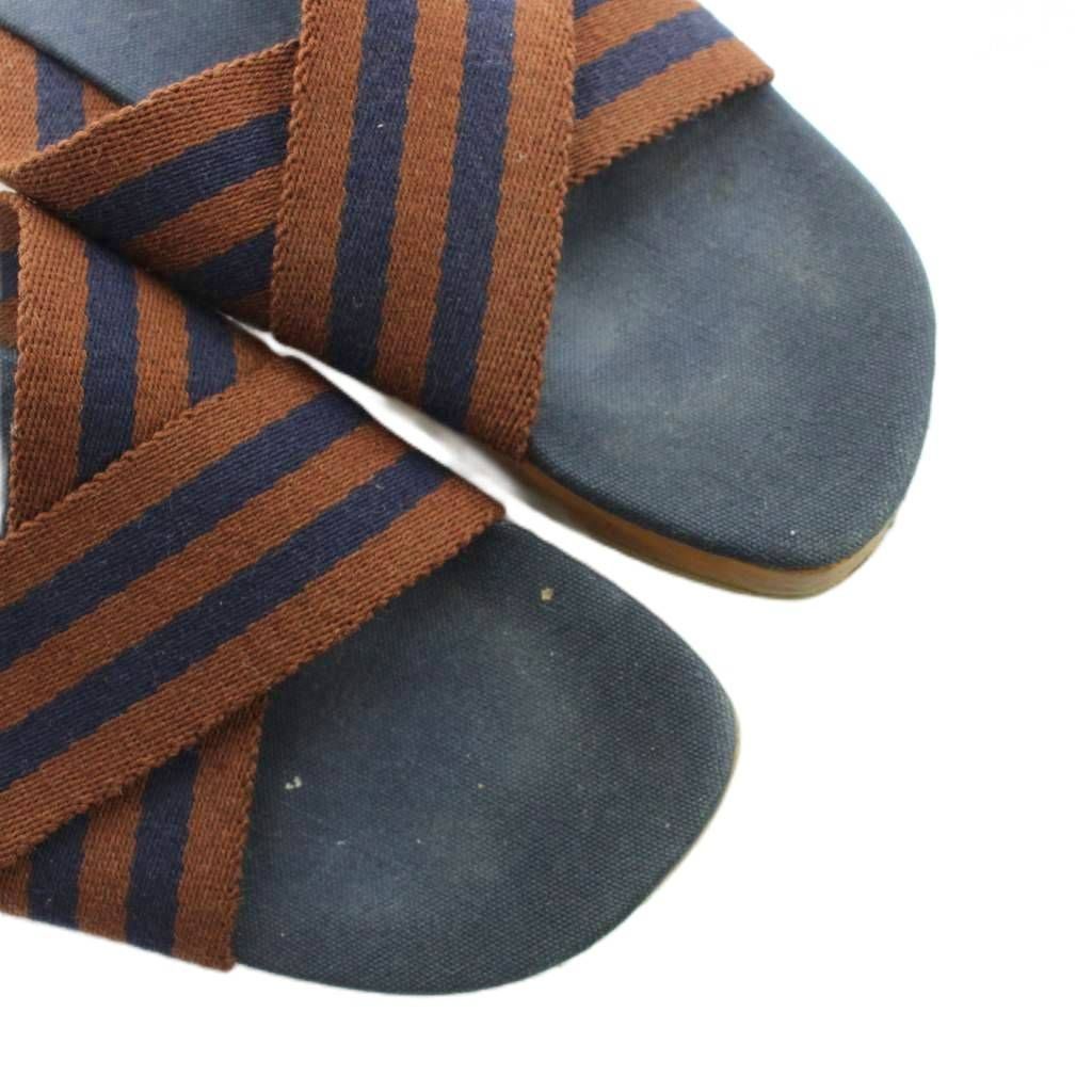 Hermes Fourre Tout Wood Sandals Square Toe 35 Navy — view 3