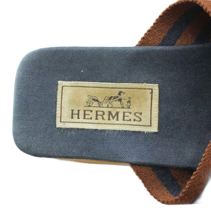 Hermes Fourre Tout Wood Sandals Square Toe 35 Navy — view 7