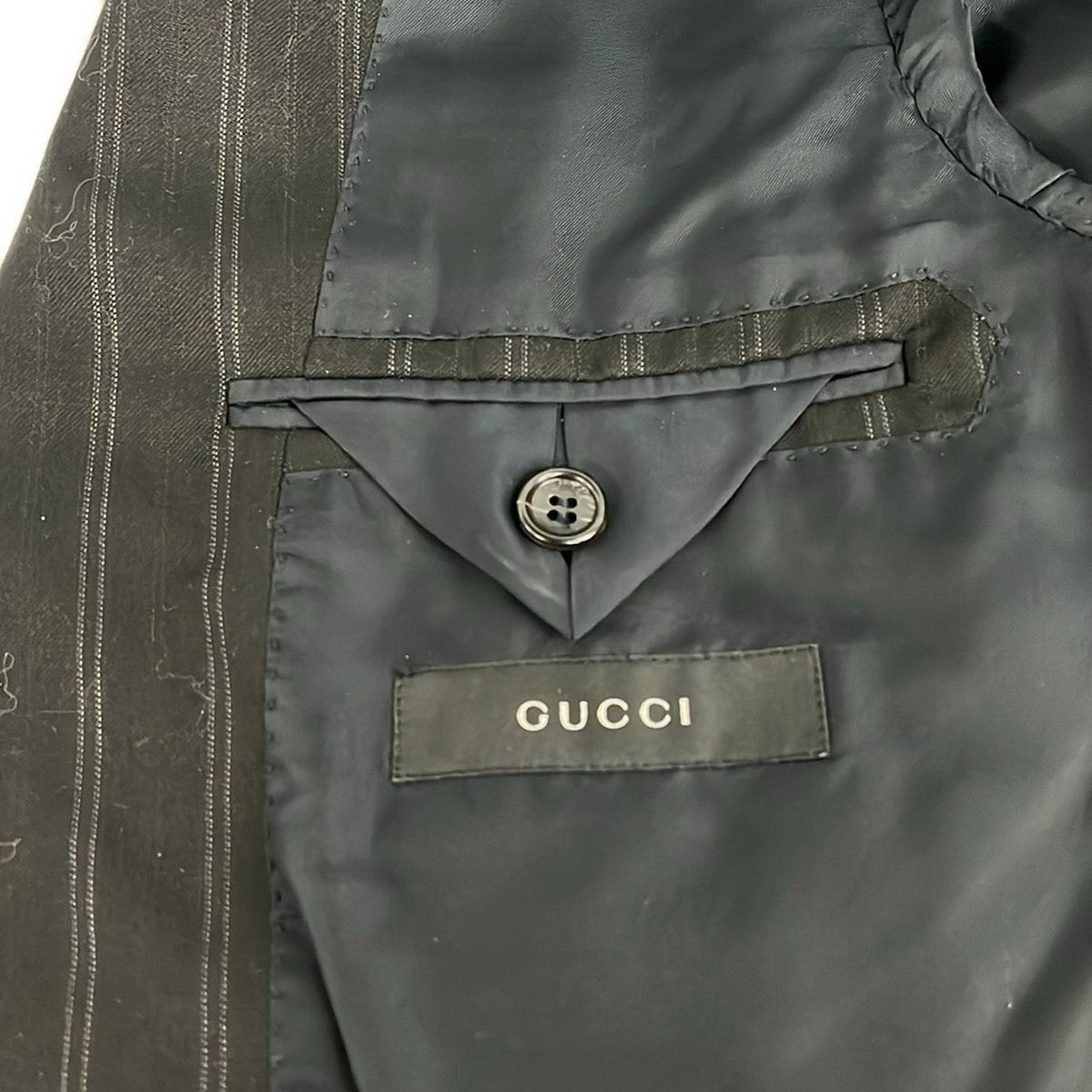 Gucci Singles Dark Gray Light Striped Shoulder Pad Jacket — view 3