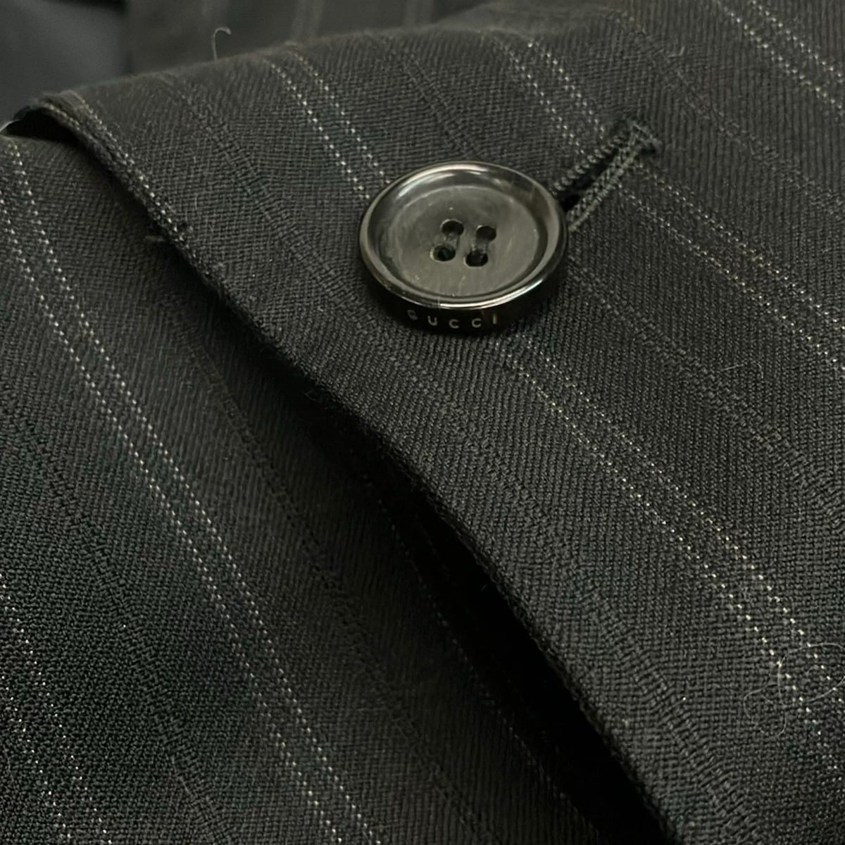 Gucci Singles Dark Gray Light Striped Shoulder Pad Jacket — view 6