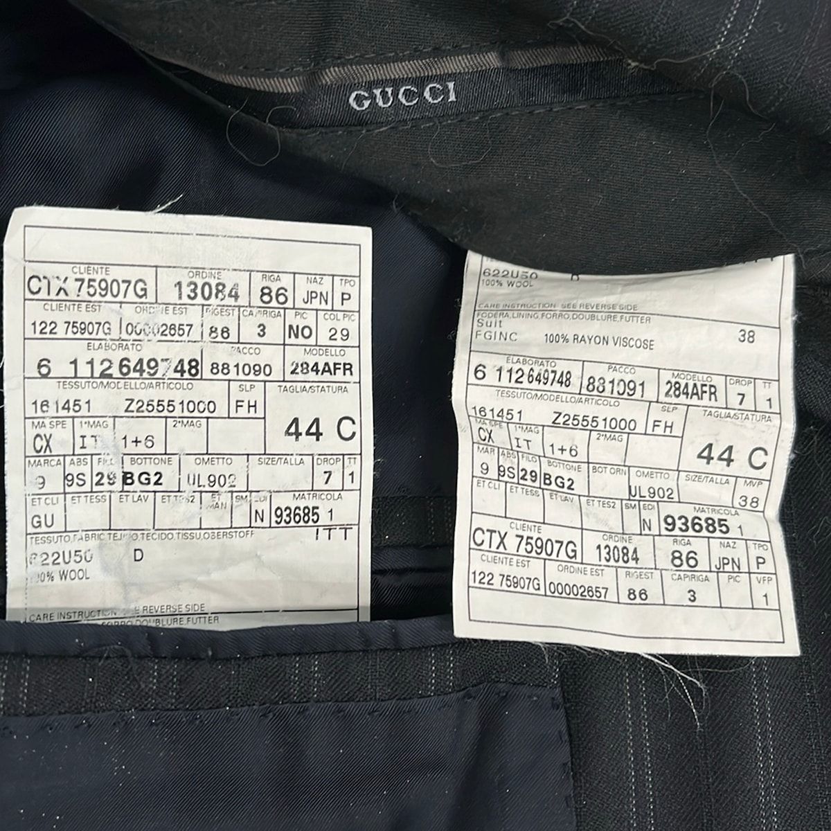Gucci Singles Dark Gray Light Striped Shoulder Pad Jacket — view 5